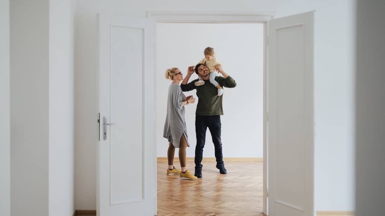 Young family in new home