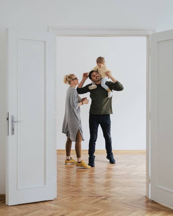 Young family in new home
