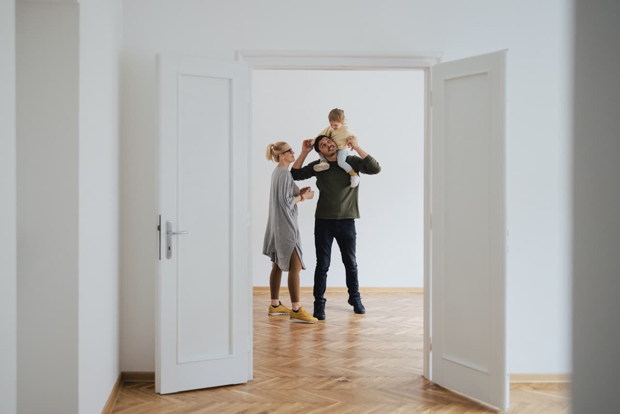 Young family in new home
