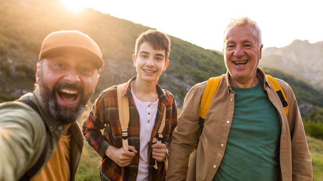 Three generation family taking a selfie