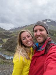 Couple taking selfie in the mountains