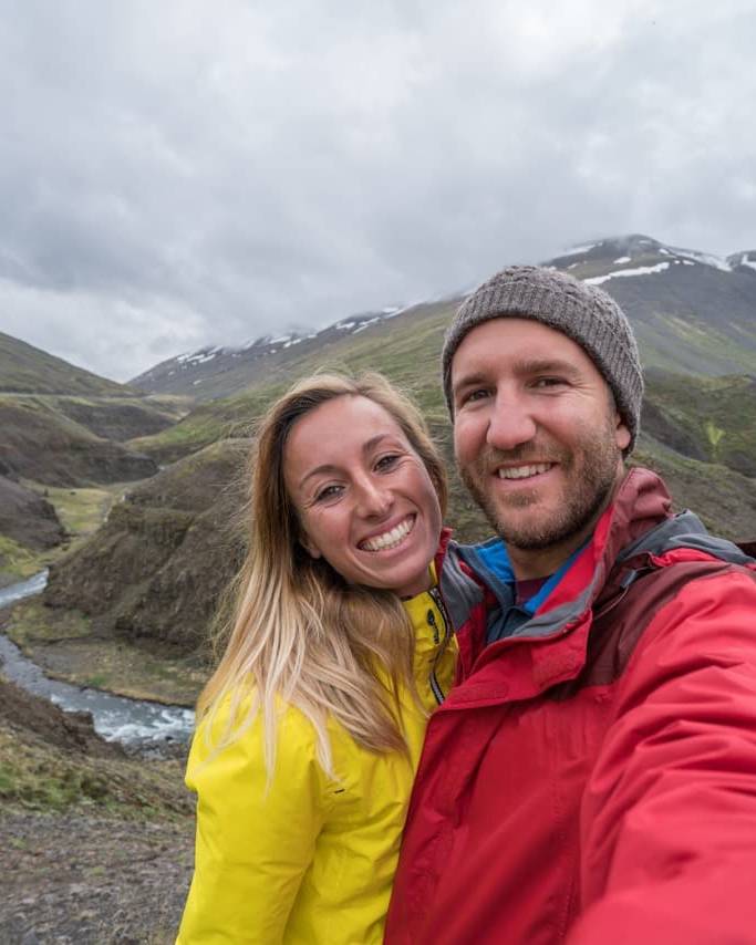 Couple taking selfie in the mountains