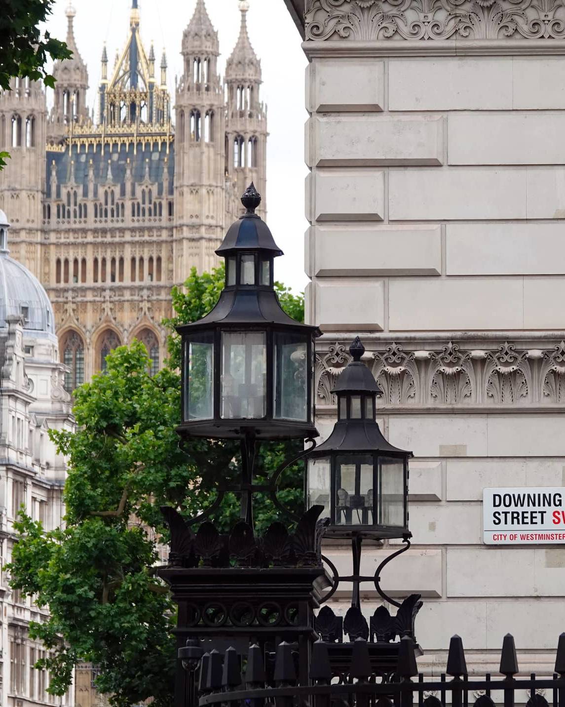 Downing Street in Westminster following political leadership changes and discussion about the impact on financial planning.