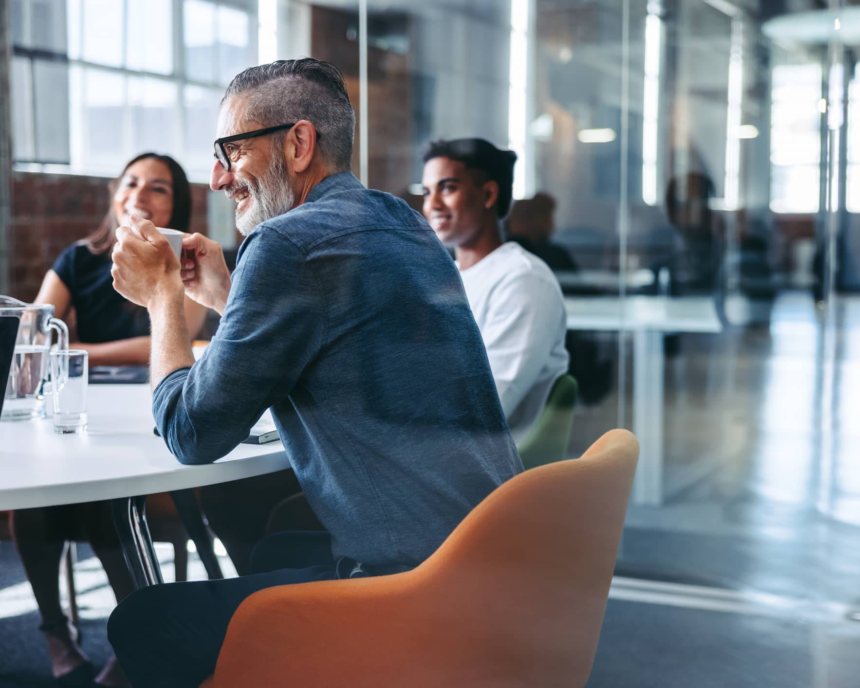 Successful employee in the workplace representing someone who has received a bonus or commission payment.